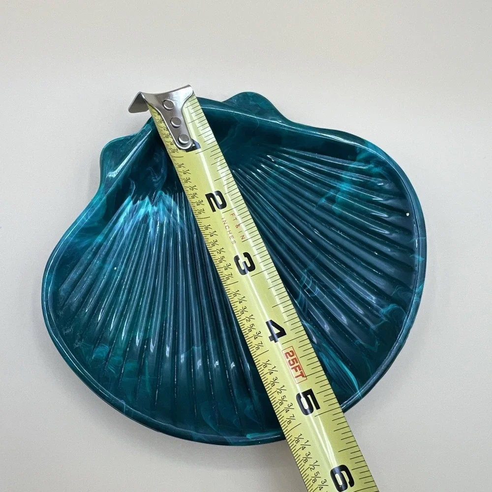 Vtg Blue/Green SWAN + SHELL Hard Soap Dish Vanity Hard Plastic Bathroom Set